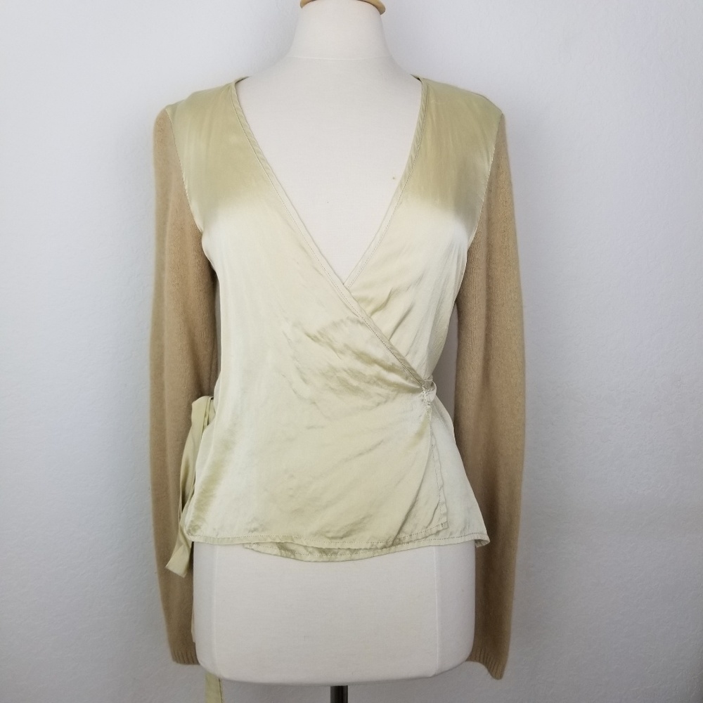 Twin-Set Simona Barbieri Gold Angora Silk Wrap Top